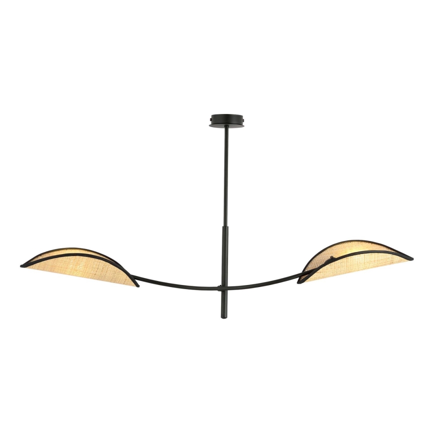 Lustr na tyči LOTUS 2xE14/10W/230V černá/béžová