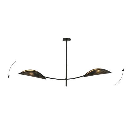 Lustr na tyči LOTUS 2xE14/10W/230V černá/zlatá