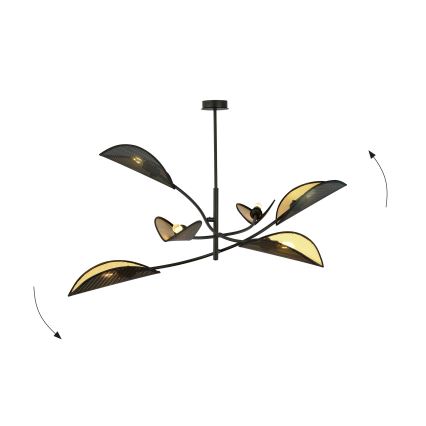 Lustr na tyči LOTUS 6xE14/10W/230V černá/zlatá