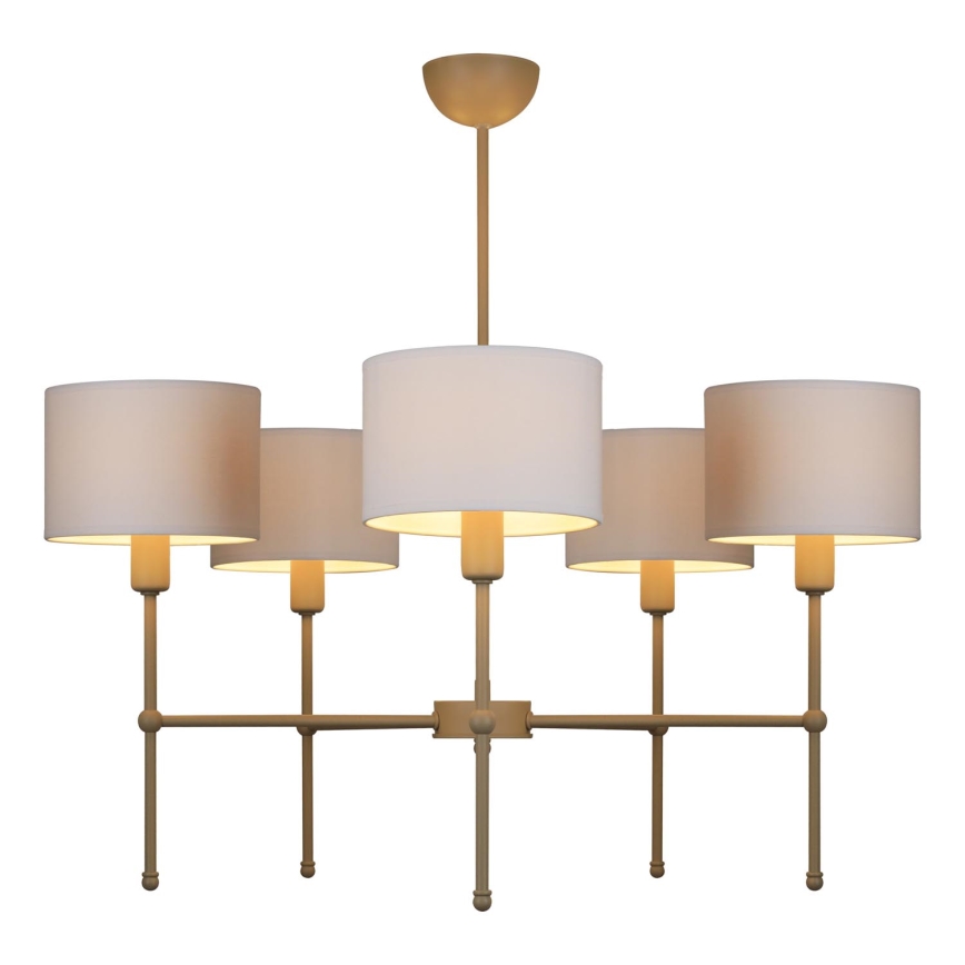 Lustr na tyči MADELA 5xE14/40W/230V bílá/béžová