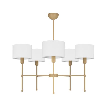 Lustr na tyči MADELA 5xE14/40W/230V bílá/béžová