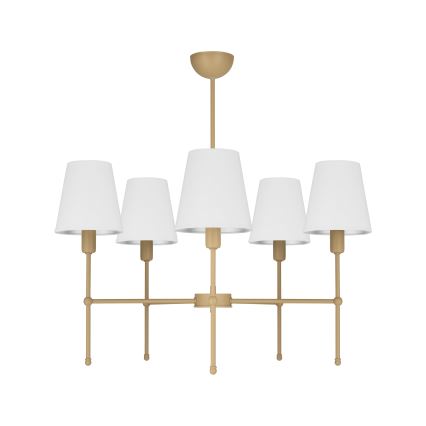 Lustr na tyči MADELA 5xE14/40W/230V bílá/béžová