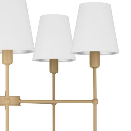 Lustr na tyči MADELA 5xE14/40W/230V bílá/béžová