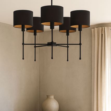 Lustr na tyči MADELA 5xE14/40W/230V černá