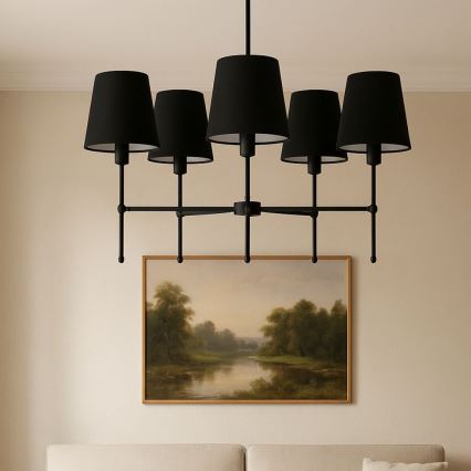 Lustr na tyči MADELA 5xE14/40W/230V černá