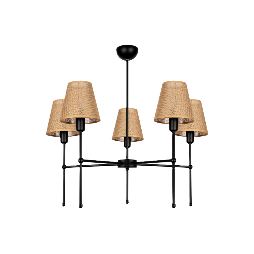 Lustr na tyči MADELA 5xE14/40W/230V juta/černá