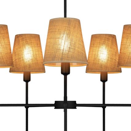 Lustr na tyči MADELA 5xE14/40W/230V juta/černá