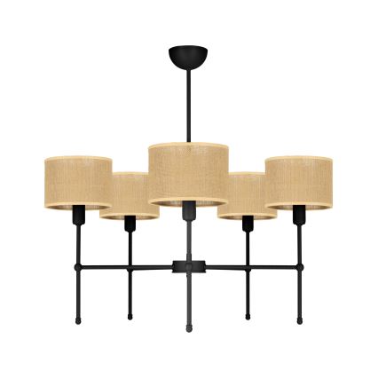 Lustr na tyči MADELA 5xE14/40W/230V juta/černá