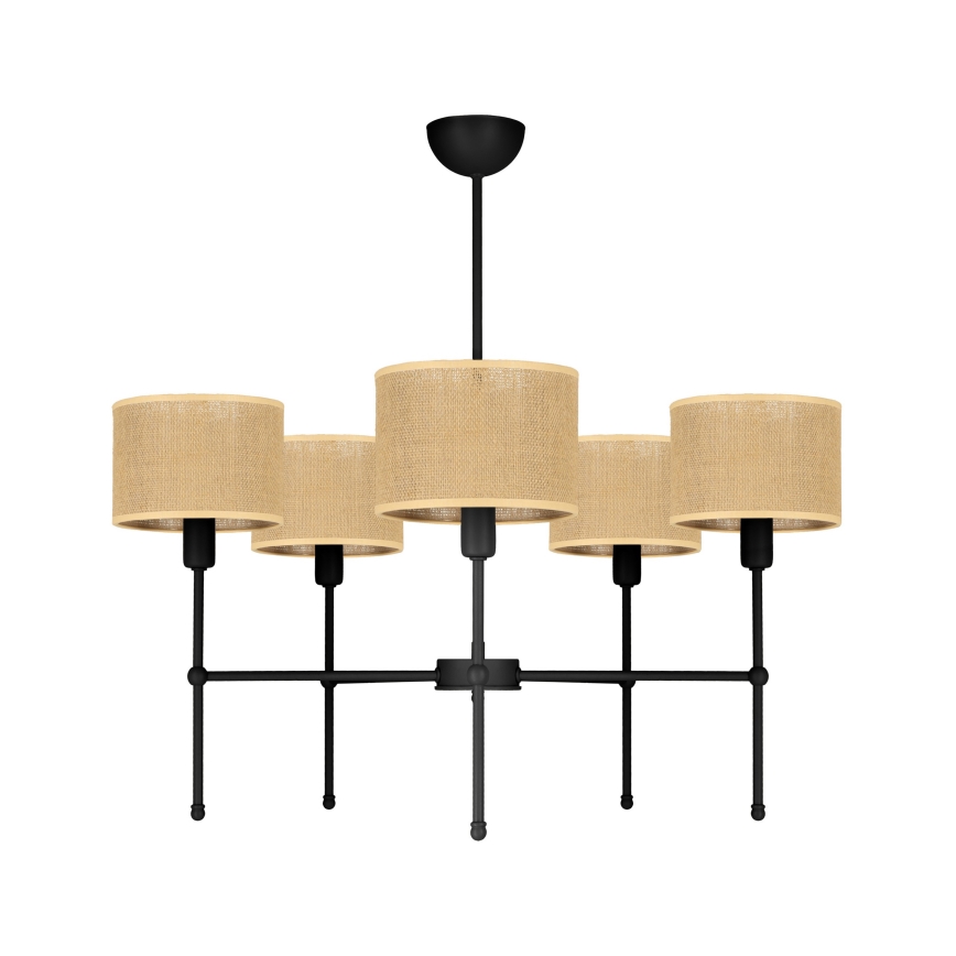 Lustr na tyči MADELA 5xE14/40W/230V juta/černá
