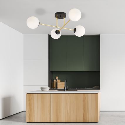 Lustr na tyči MAGNUM 4xE14/10W/230V bílá/zlatá/černá