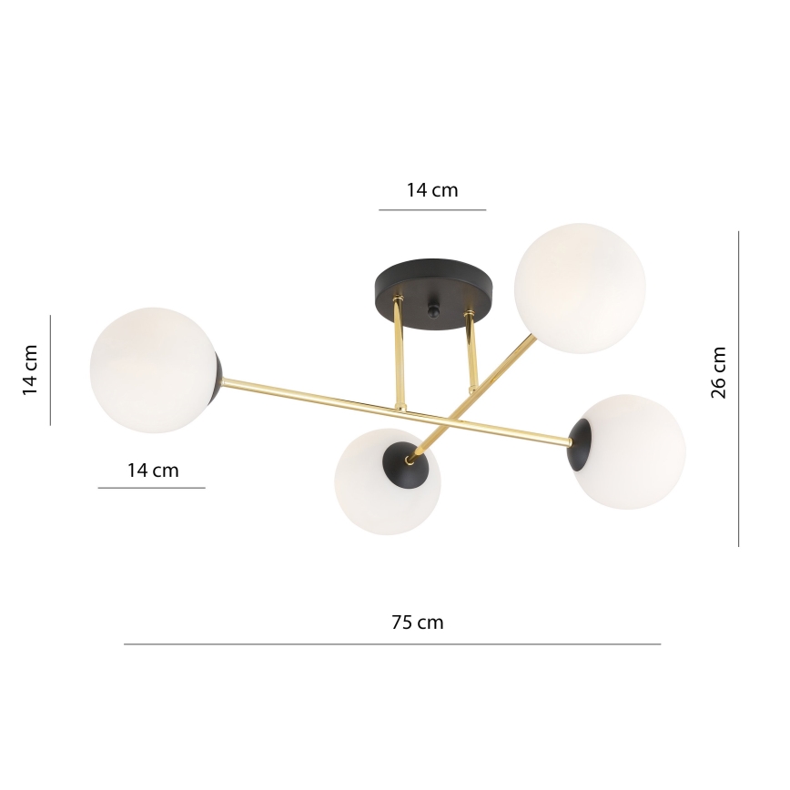 Lustr na tyči MAGNUM 4xE14/10W/230V bílá/zlatá/černá