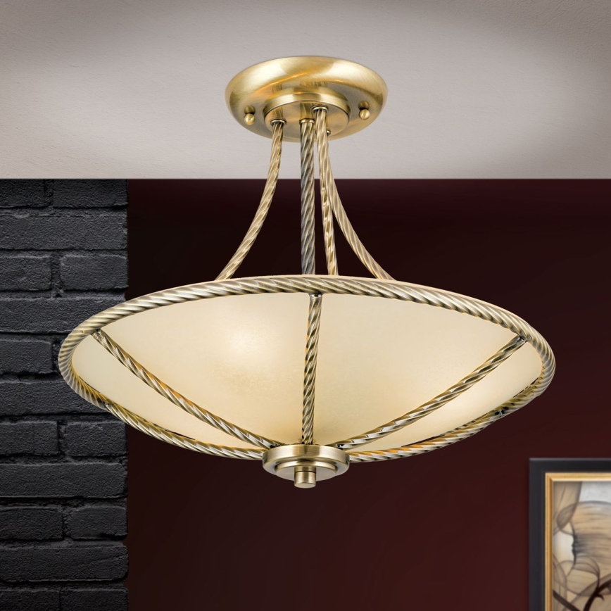 Lustr na tyči MAURO 3xE27/60W/230V pr. 42 cm bronz
