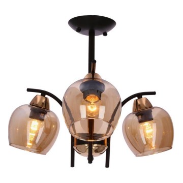 Lustr na tyči MERRA 3xE27/40W/230V černá/béžová