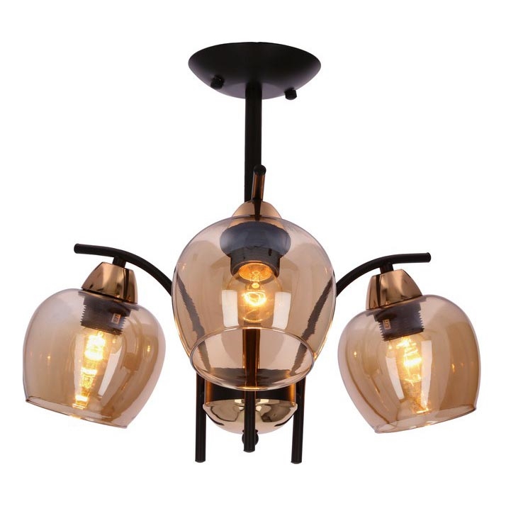 Lustr na tyči MERRA 3xE27/40W/230V černá/béžová