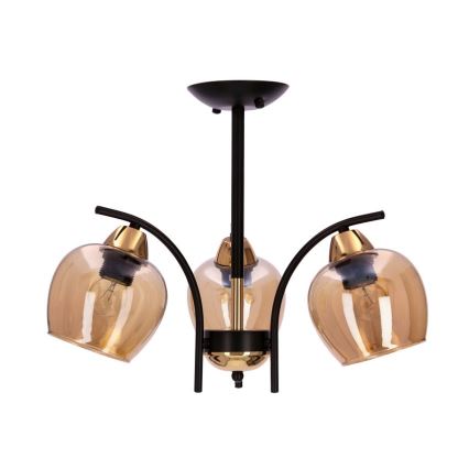 Lustr na tyči MERRA 3xE27/40W/230V černá/béžová