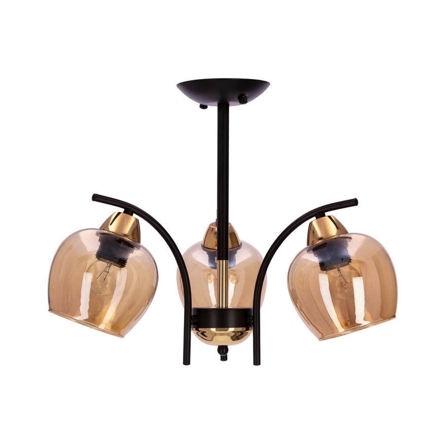 Lustr na tyči MERRA 3xE27/40W/230V černá/béžová
