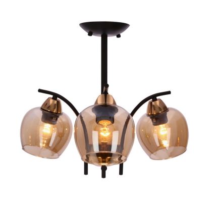 Lustr na tyči MERRA 3xE27/40W/230V černá/béžová