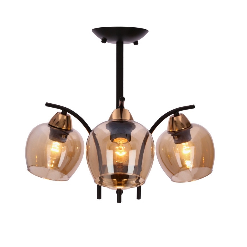 Lustr na tyči MERRA 3xE27/40W/230V černá/béžová