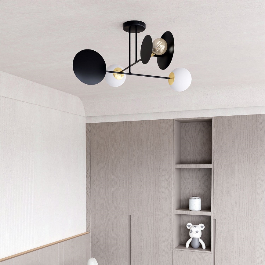 Lustr na tyči MINERVA 2xE27/15W + 2xE14/10W/230V černá