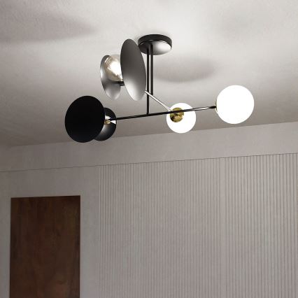 Lustr na tyči MINERVA 2xE27/15W + 2xE14/10W/230V černá