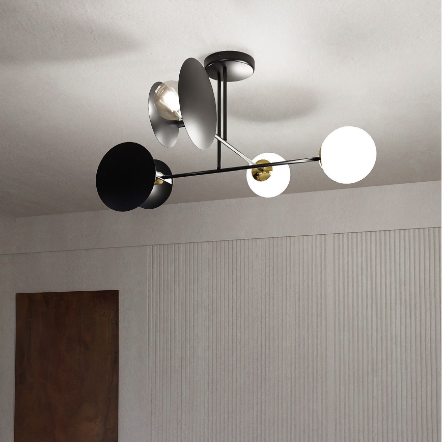 Lustr na tyči MINERVA 2xE27/15W + 2xE14/10W/230V černá