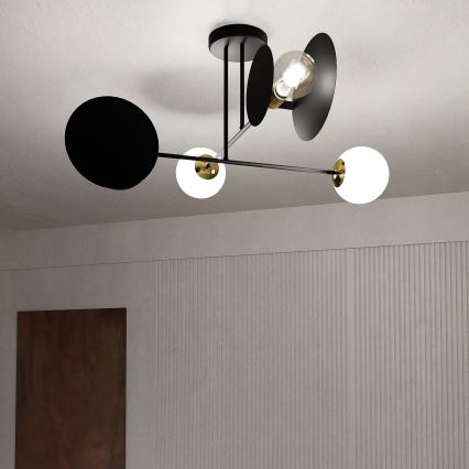 Lustr na tyči MINERVA 2xE27/15W + 2xE14/10W/230V černá