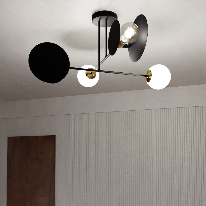Lustr na tyči MINERVA 2xE27/15W + 2xE14/10W/230V černá