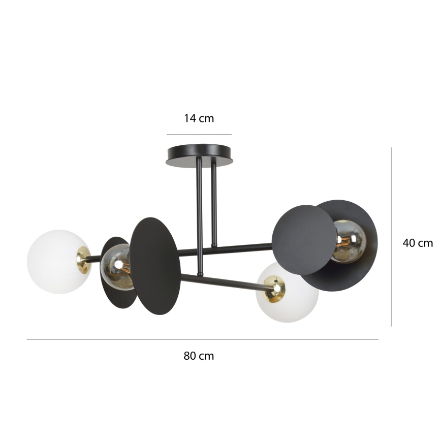 Lustr na tyči MINERVA 2xE27/15W + 2xE14/10W/230V černá
