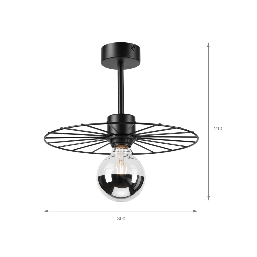 Lustr na tyči MONTANA 1xE27/15W/230V pr. 30 cm černá