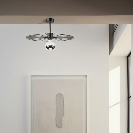 Lustr na tyči MONTANA 1xE27/15W/230V pr. 45 cm černá