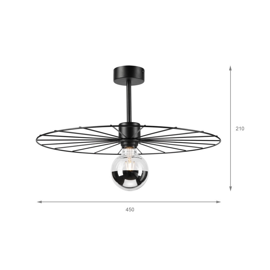 Lustr na tyči MONTANA 1xE27/15W/230V pr. 45 cm černá
