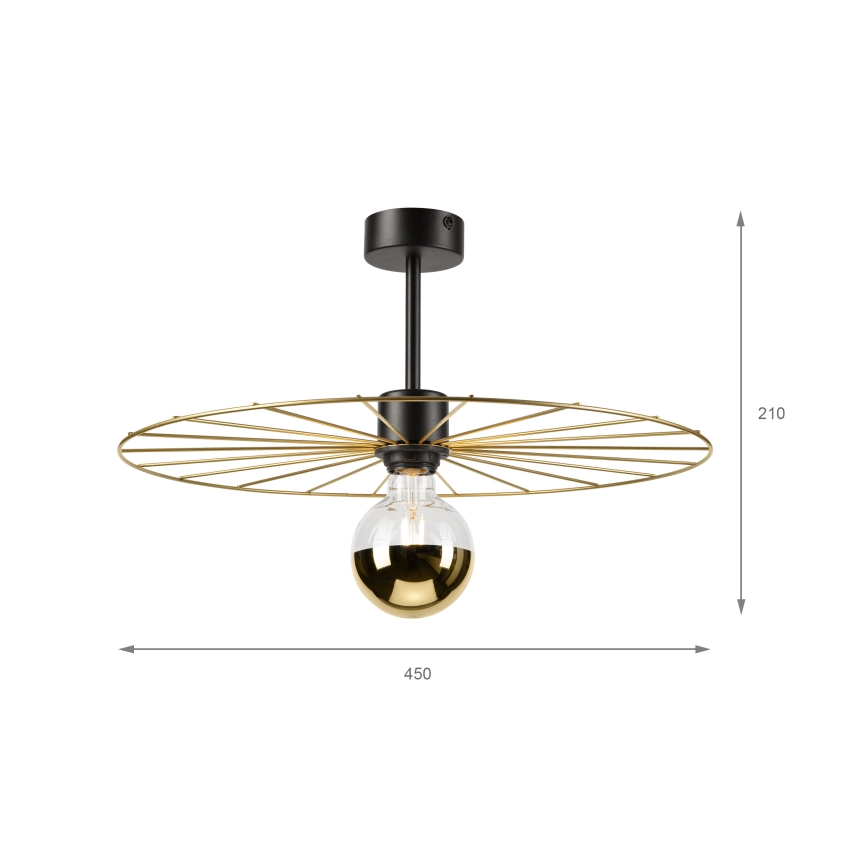 Lustr na tyči MONTANA 1xE27/15W/230V pr. 45 cm zlatá/černá