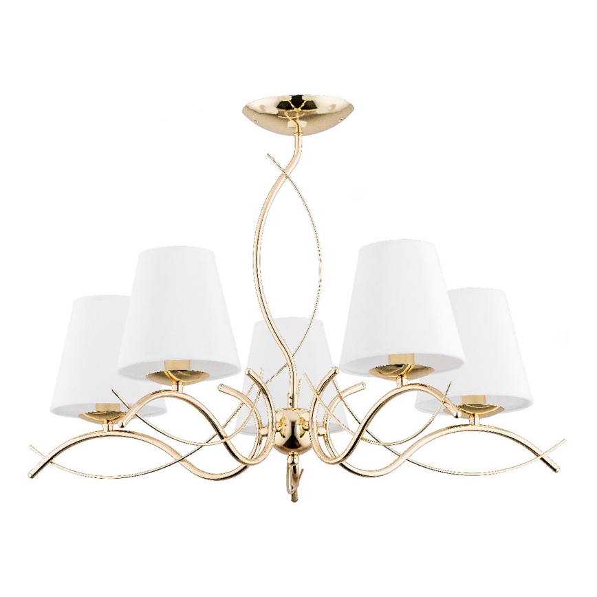 Lustr na tyči MONZA 5xE14/10W/230V zlatá