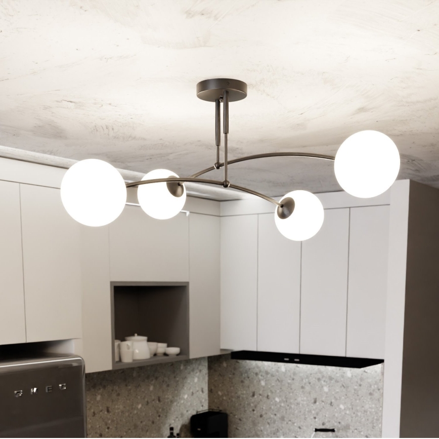 Lustr na tyči PREGOS 4xE14/10W/230V černá