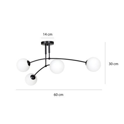 Lustr na tyči PREGOS 4xE14/10W/230V černá