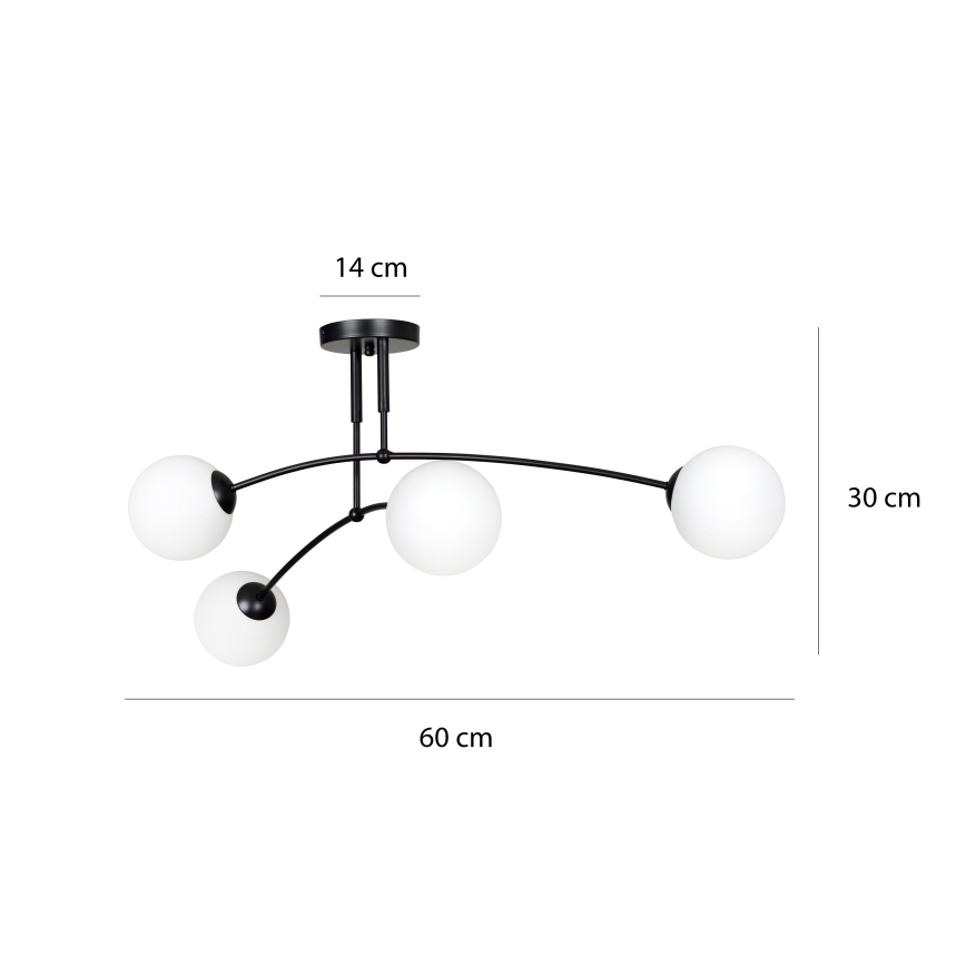 Lustr na tyči PREGOS 4xE14/10W/230V černá