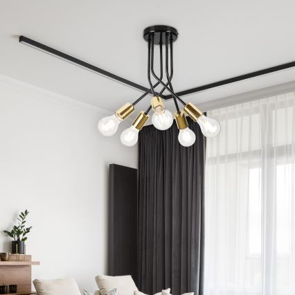 Lustr na tyči PRIYA 5xE27/15W/230V černá