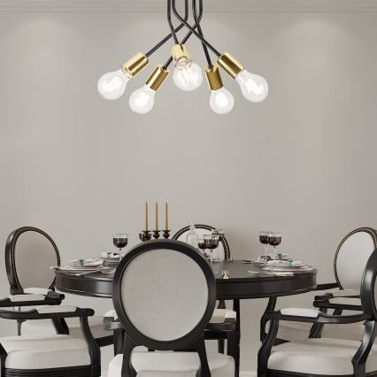 Lustr na tyči PRIYA 5xE27/15W/230V černá