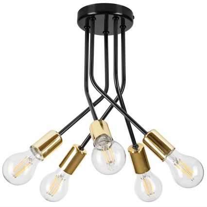 Lustr na tyči PRIYA 5xE27/15W/230V černá