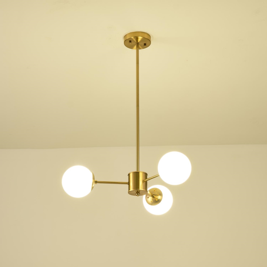 Lustr na tyči PUFF 3xE27/40W/230V mosaz