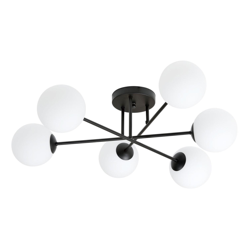 Lustr na tyči ROMA 6xE14/10W/230V černá/bílá