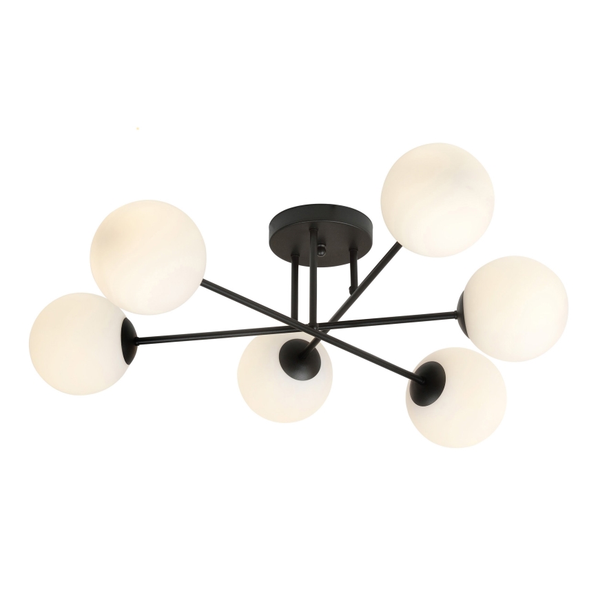 Lustr na tyči ROMA 6xE14/10W/230V černá/bílá