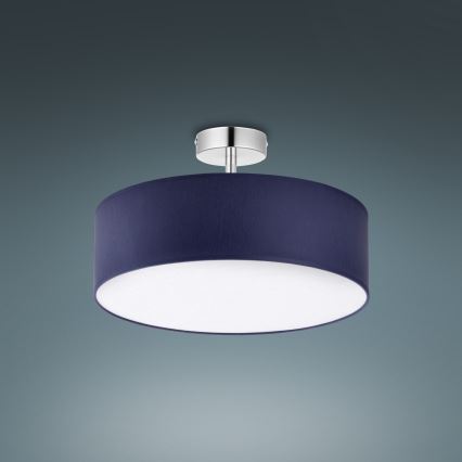 Lustr na tyči RONDO 4xE27/15W/230V pr. 40 cm modrá
