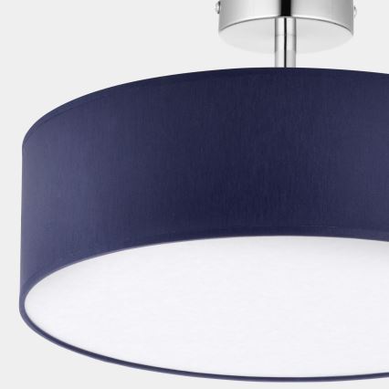 Lustr na tyči RONDO 4xE27/15W/230V pr. 40 cm modrá
