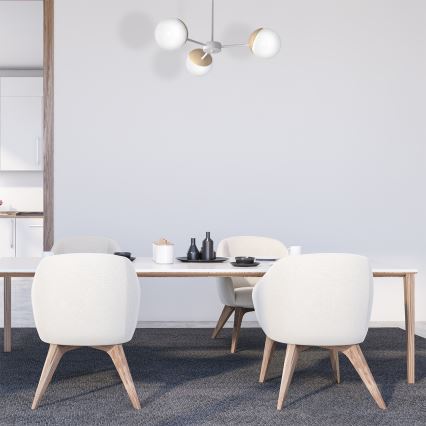 Lustr na tyči SFERA WOOD 3xE14/40W/230V