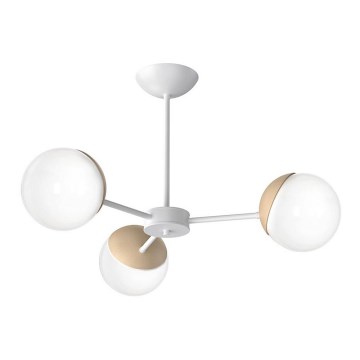 Lustr na tyči SFERA WOOD 3xE14/40W/230V