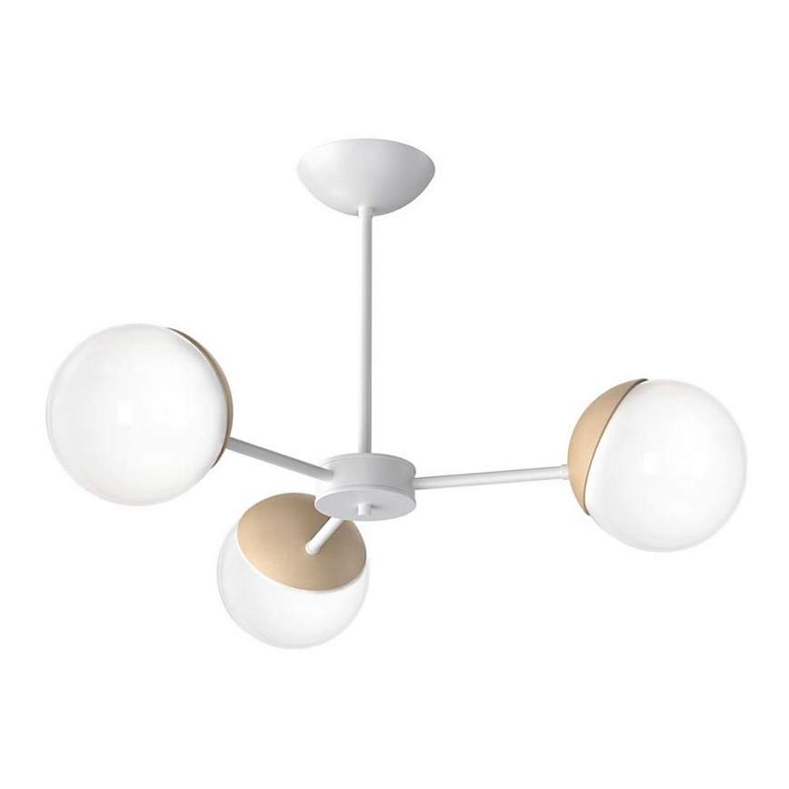 Lustr na tyči SFERA WOOD 3xE14/40W/230V