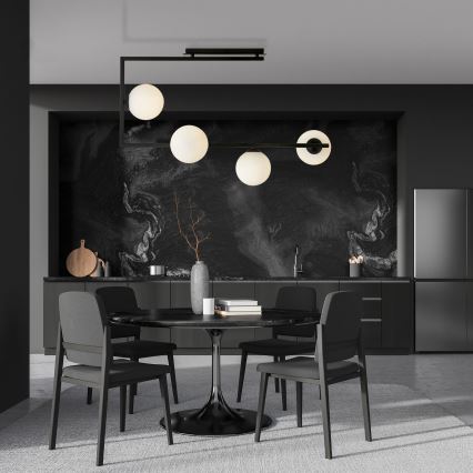 Lustr na tyči SOMA 4xE14/10W/230V černá/bílá