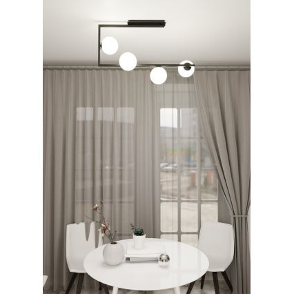 Lustr na tyči SOMA 4xE14/10W/230V černá/bílá