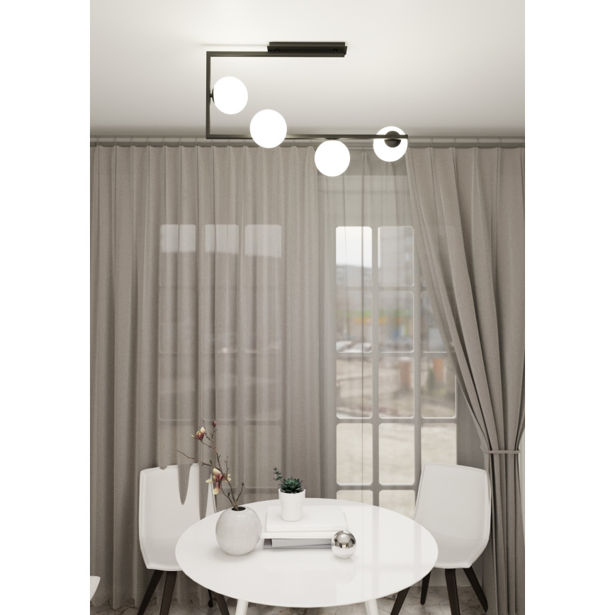 Lustr na tyči SOMA 4xE14/10W/230V černá/bílá
